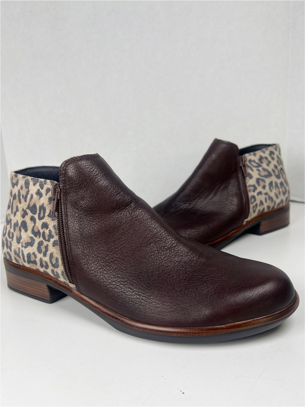 NAOT Women’s Size EU 41/ US 10-10.5 Cheetah Suede/Soft Brown Helm Ankle Bootie